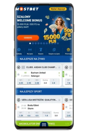 Zrzuty ekranu oficjalnych stron Mostbet PL